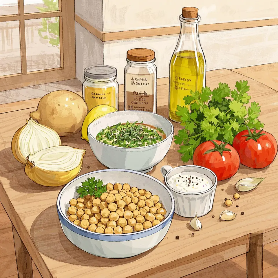 Sopa de Grão de Bico ingredient setup