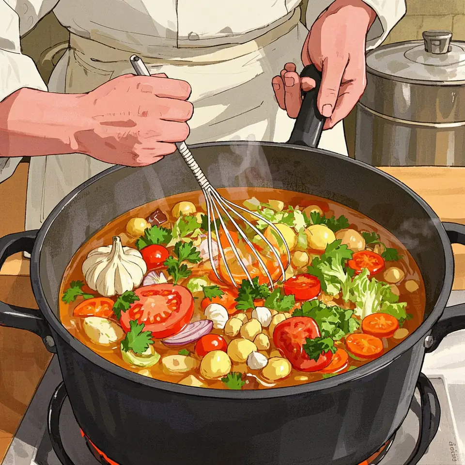 Sopa de Grão de Bico cooking process