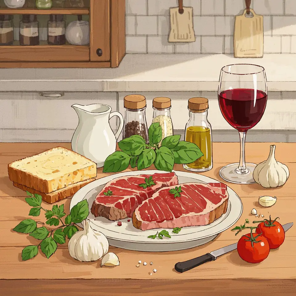 Authentic Italian Braciole ingredient setup