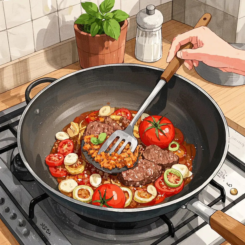 Authentic Italian Spaghetti cooking process