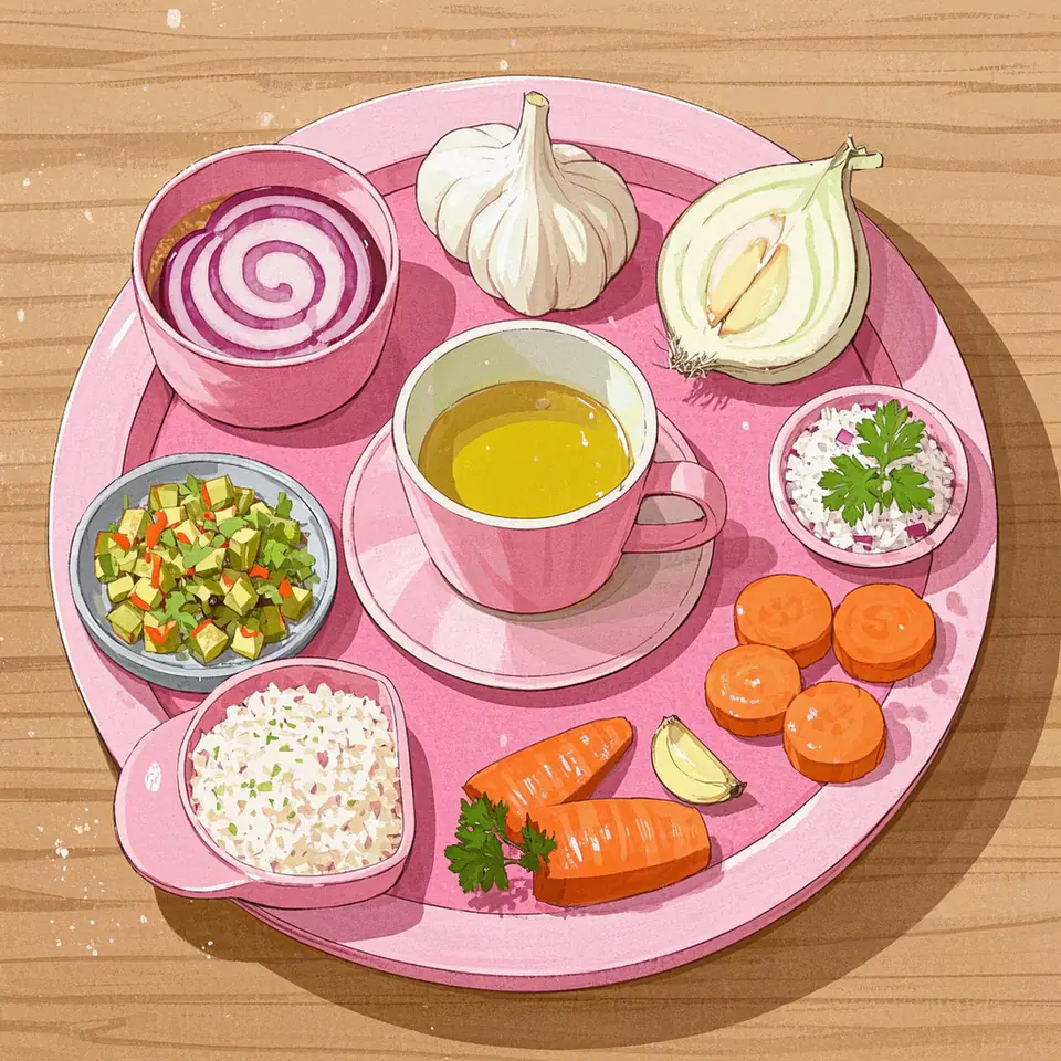 Brazilian Carrot Rice ingredient setup