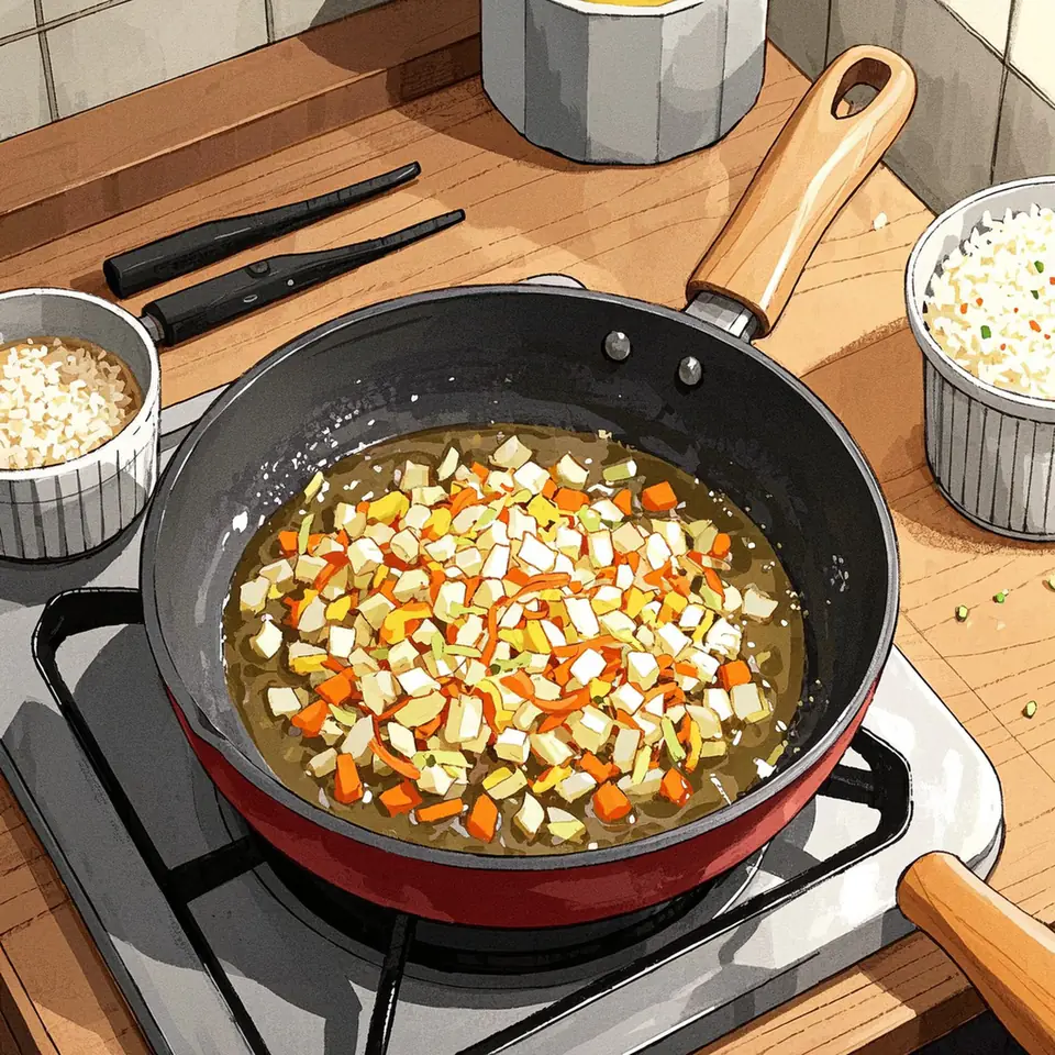Brazilian Carrot Rice cooking process