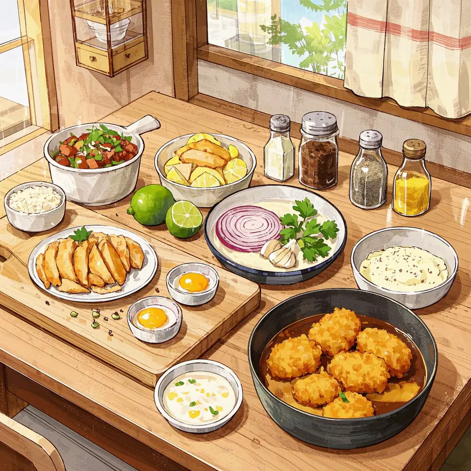 Brazilian Fried Chicken ingredient setup