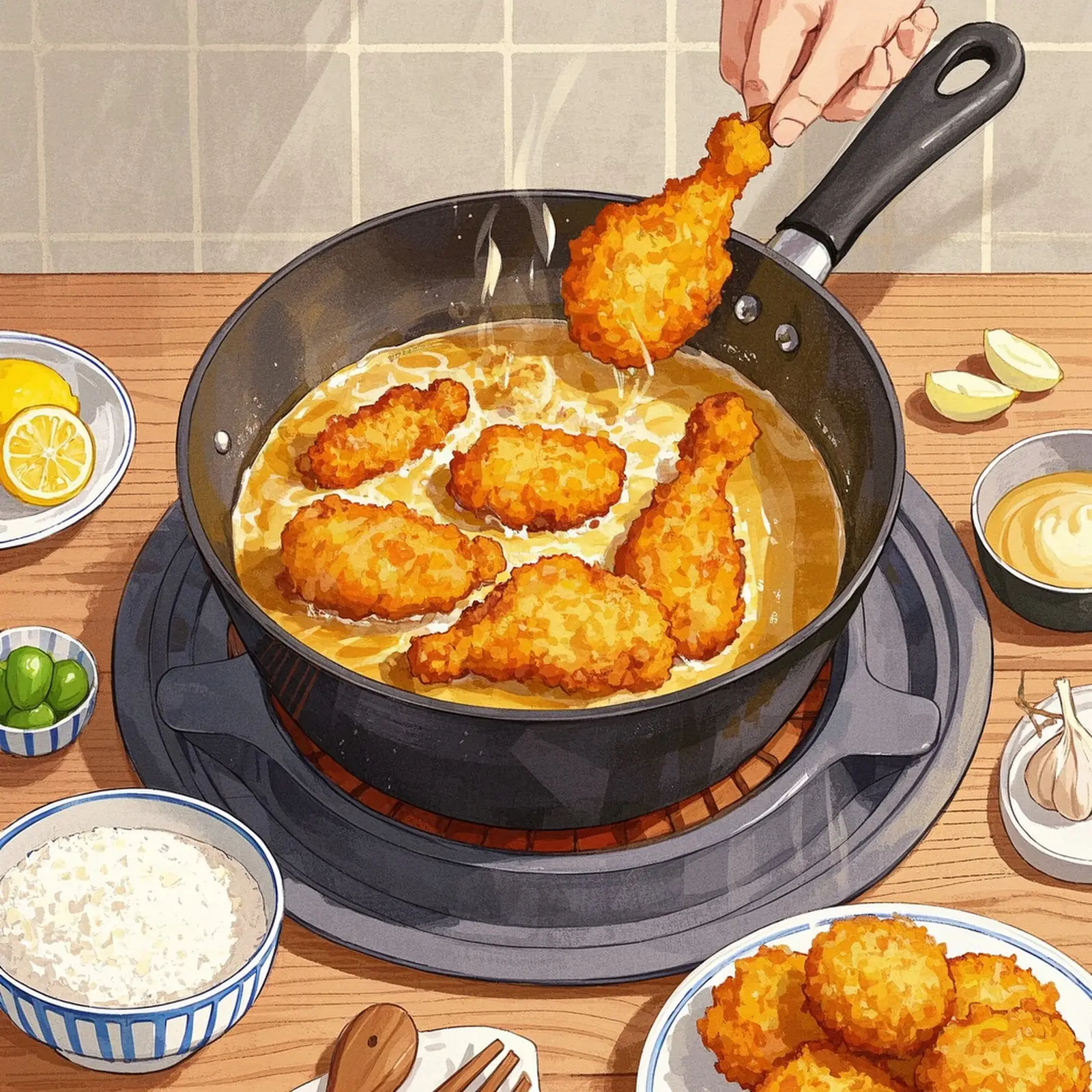 Brazilian Fried Chicken cooking process