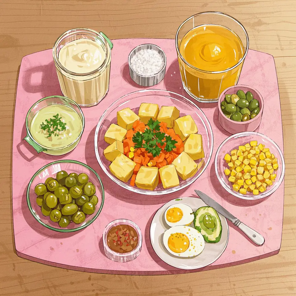 Brazilian Potato Salad ingredient setup