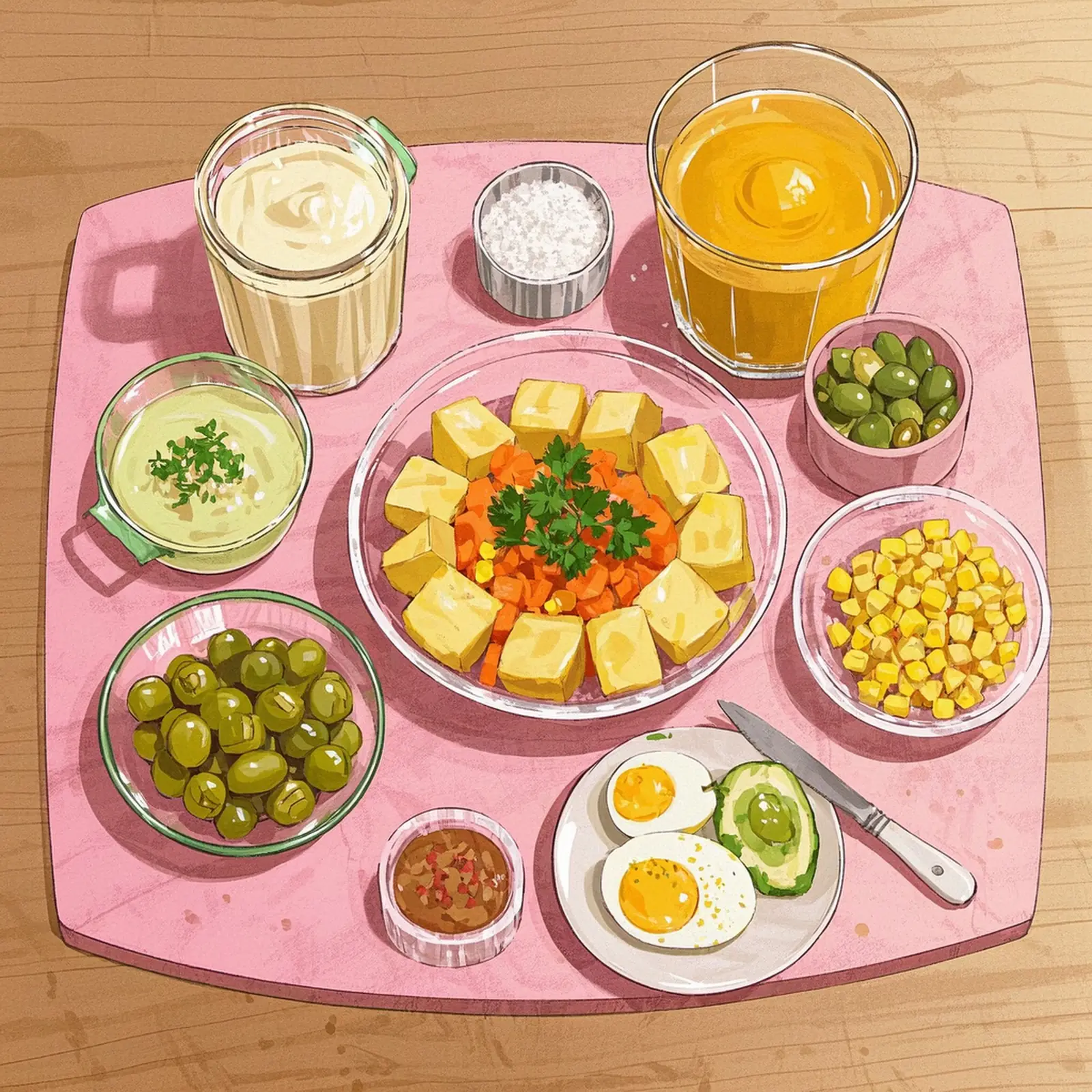 Brazilian Potato Salad ingredient setup