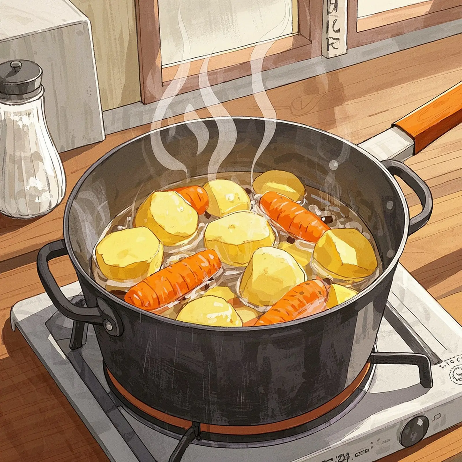 Brazilian Potato Salad cooking process