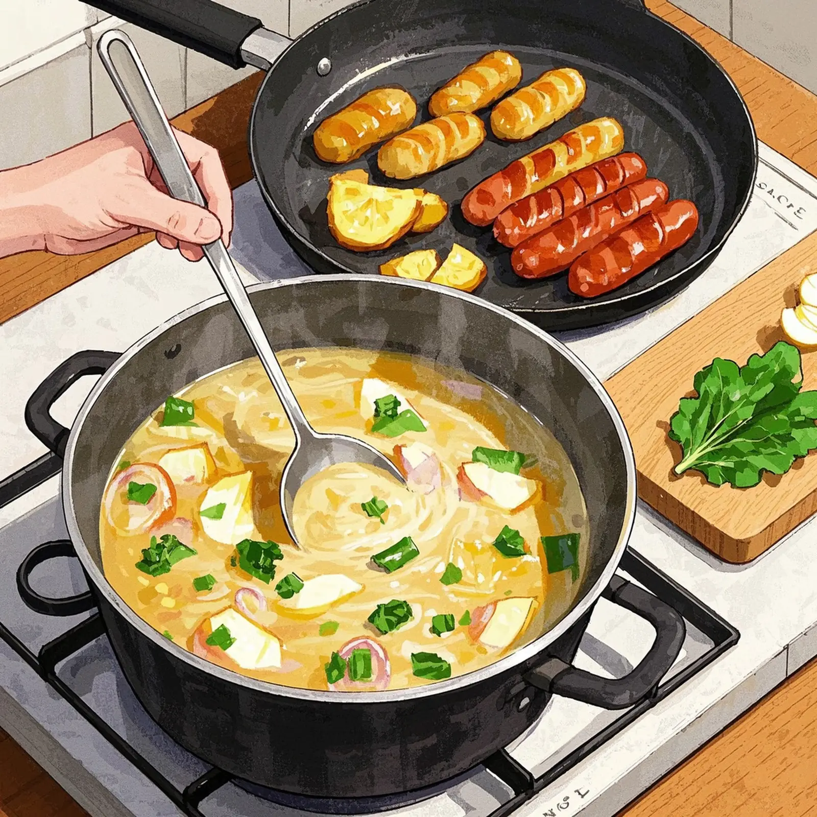 Caldo Verde Authentic Portuguese Kale Soup cooking process