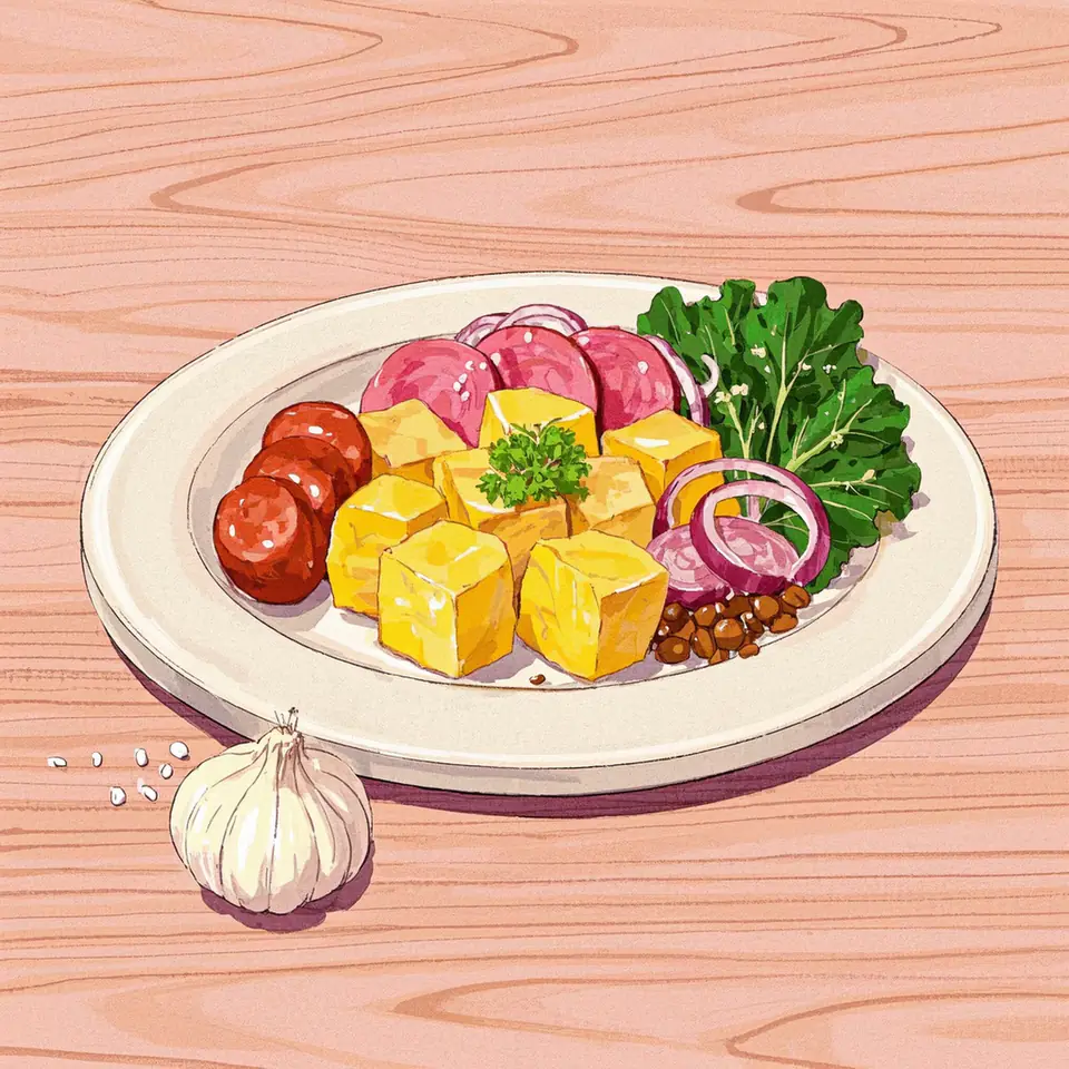 Caldo Verde Recipe - Portuguese Green Soup ingredient setup