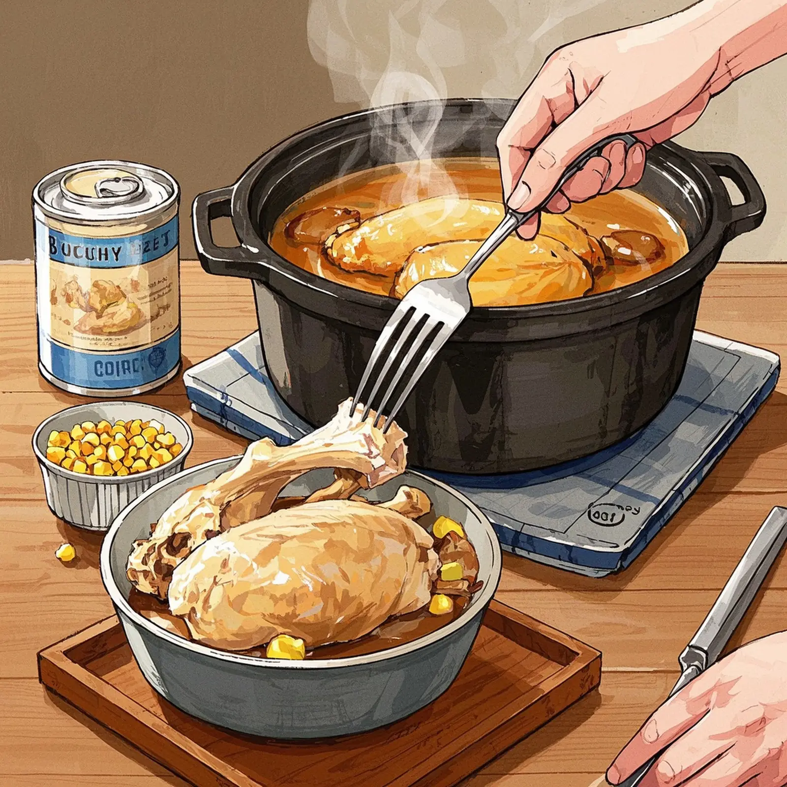 Chicken Pozole Blanco cooking process