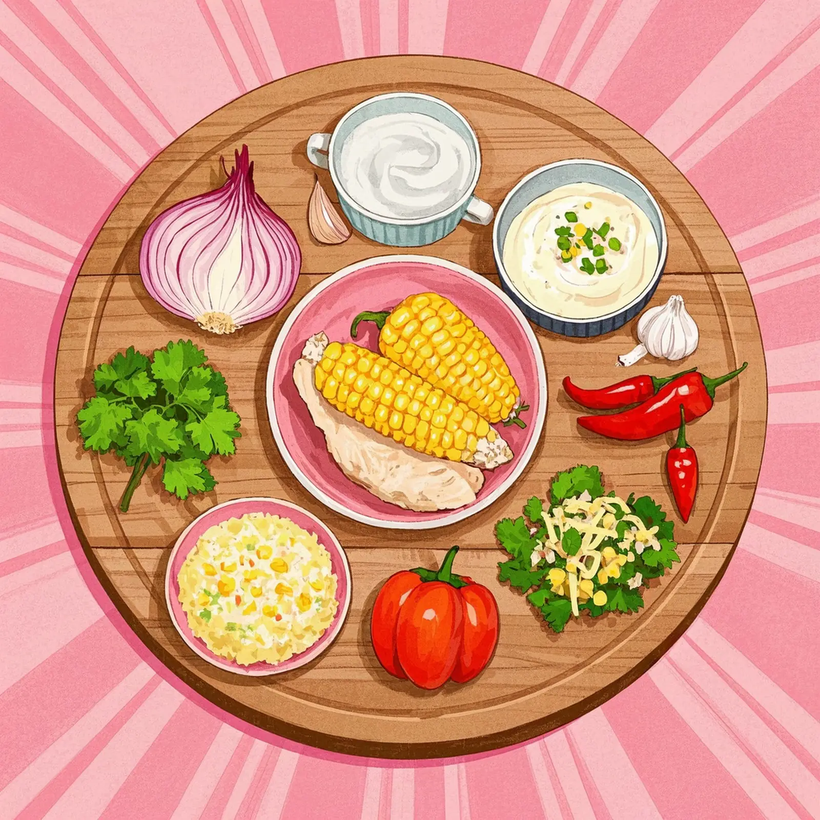 Chicken Tamales With Chile Verde ingredient setup