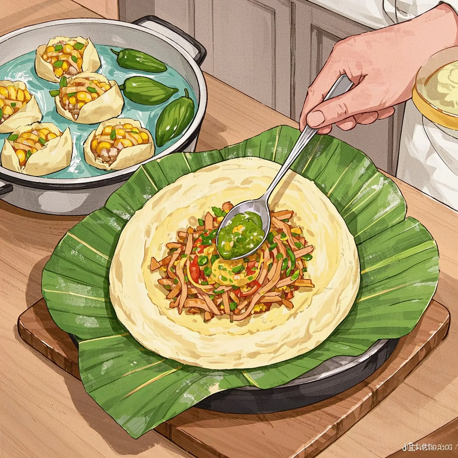 Chicken Tamales With Chile Verde cooking process