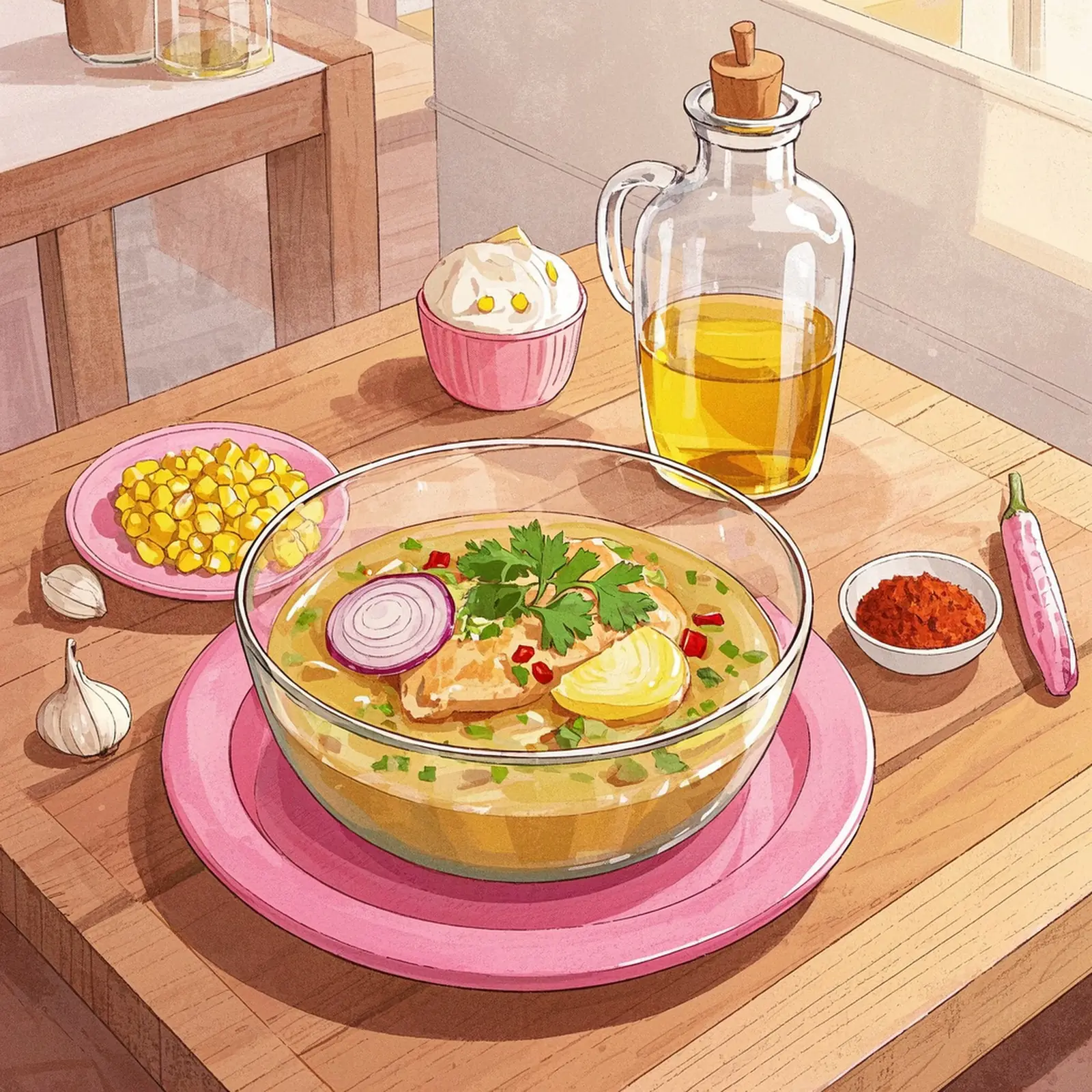 Chicken Tortilla Soup ingredient setup