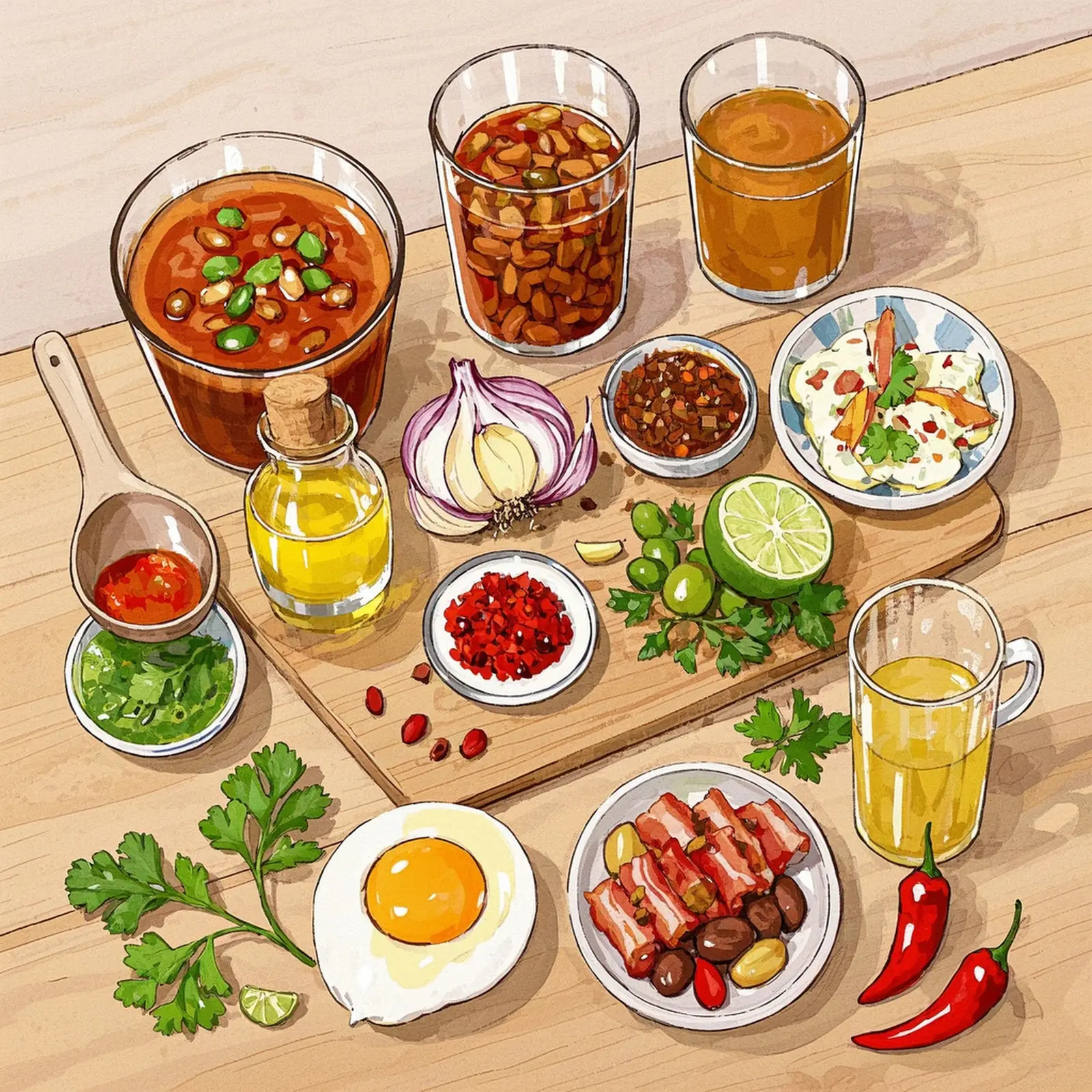 Creamy Black Beans Soup ingredient setup