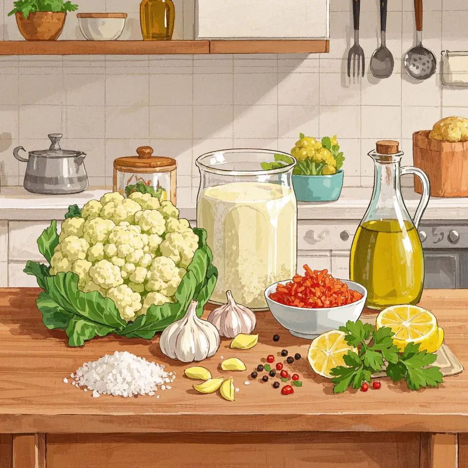 Creamy Cauliflower Pasta Bake ingredients