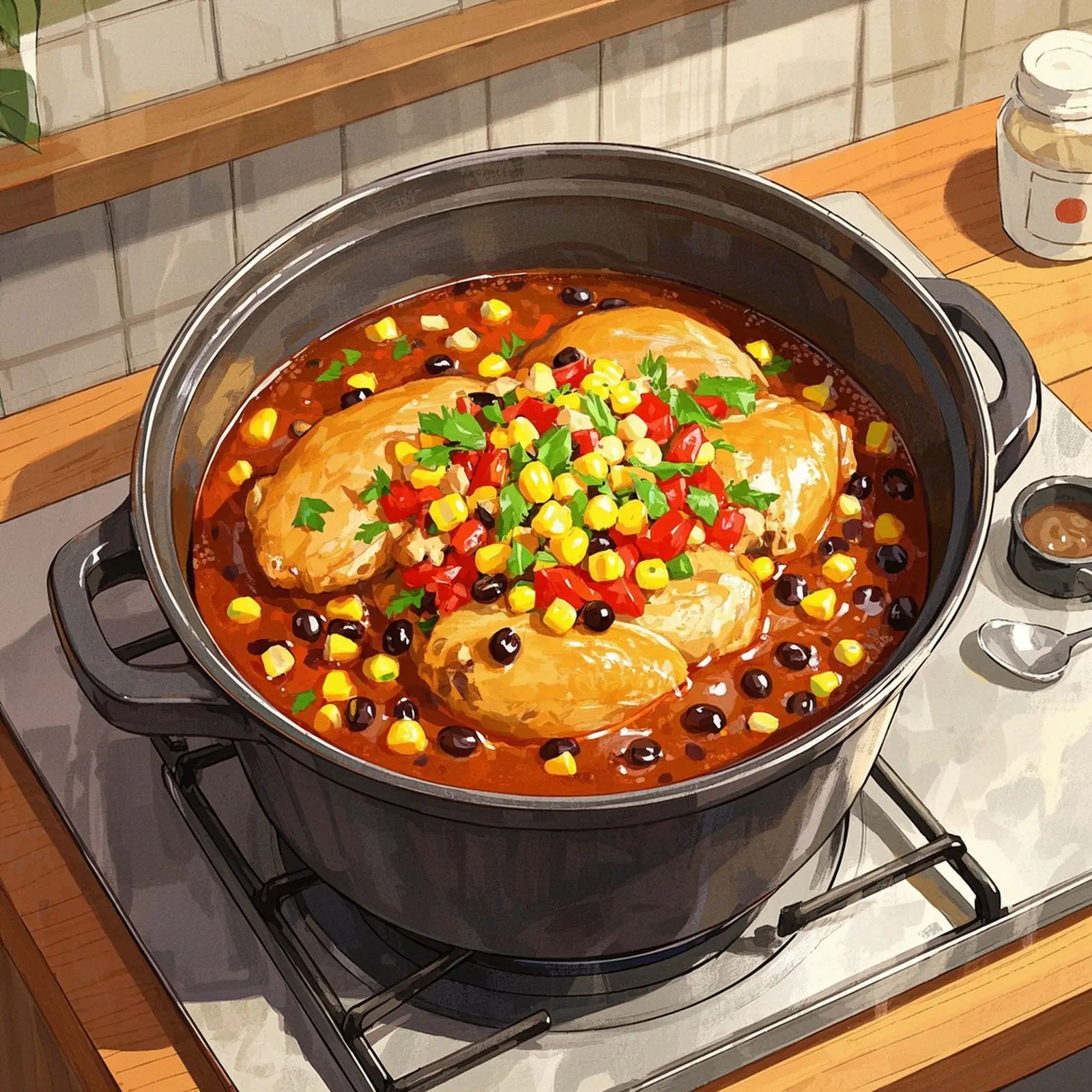 Crock Pot Chicken With Black Beans Cream Cheese cooking process