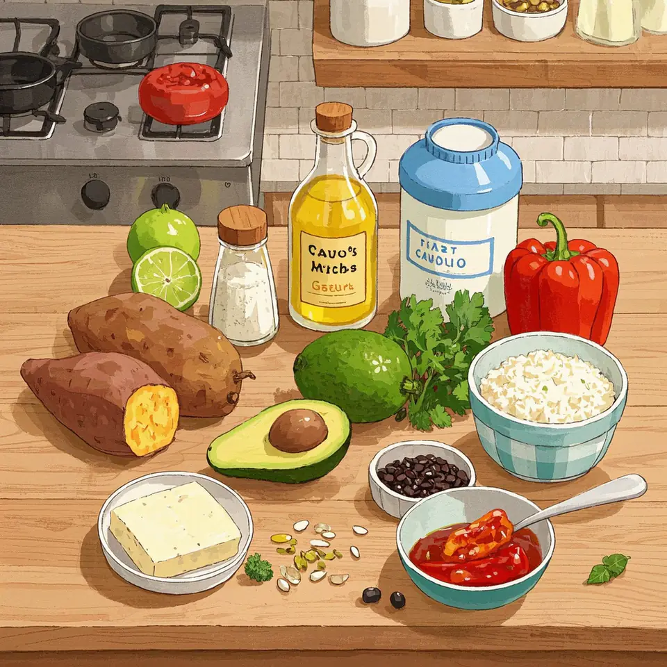 Easy Sweet Potato and Black Bean Burrito Bowls ingredients