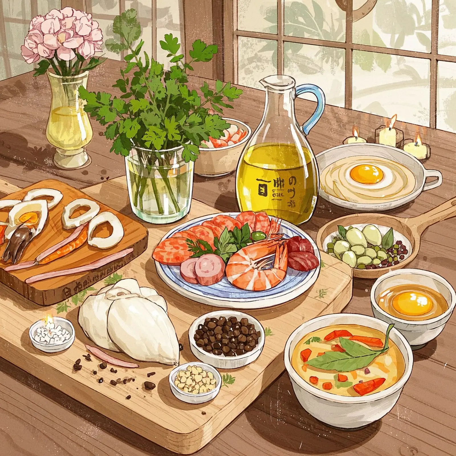 Feijoada de Choco – How to Make Authentic Portuguese Cuttlefish Bean Stew ingredient setup