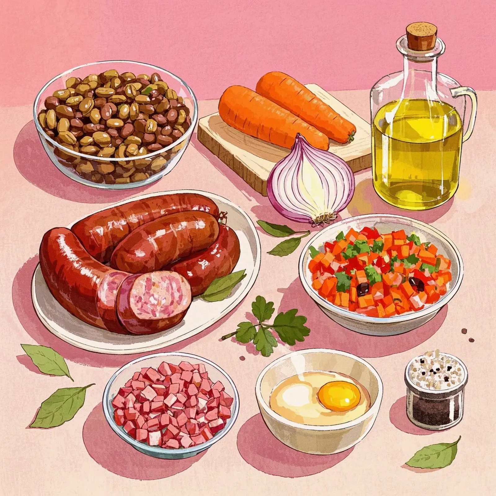 Feijoada How To Make Portuguese Meat And Bean Stew ingredient setup