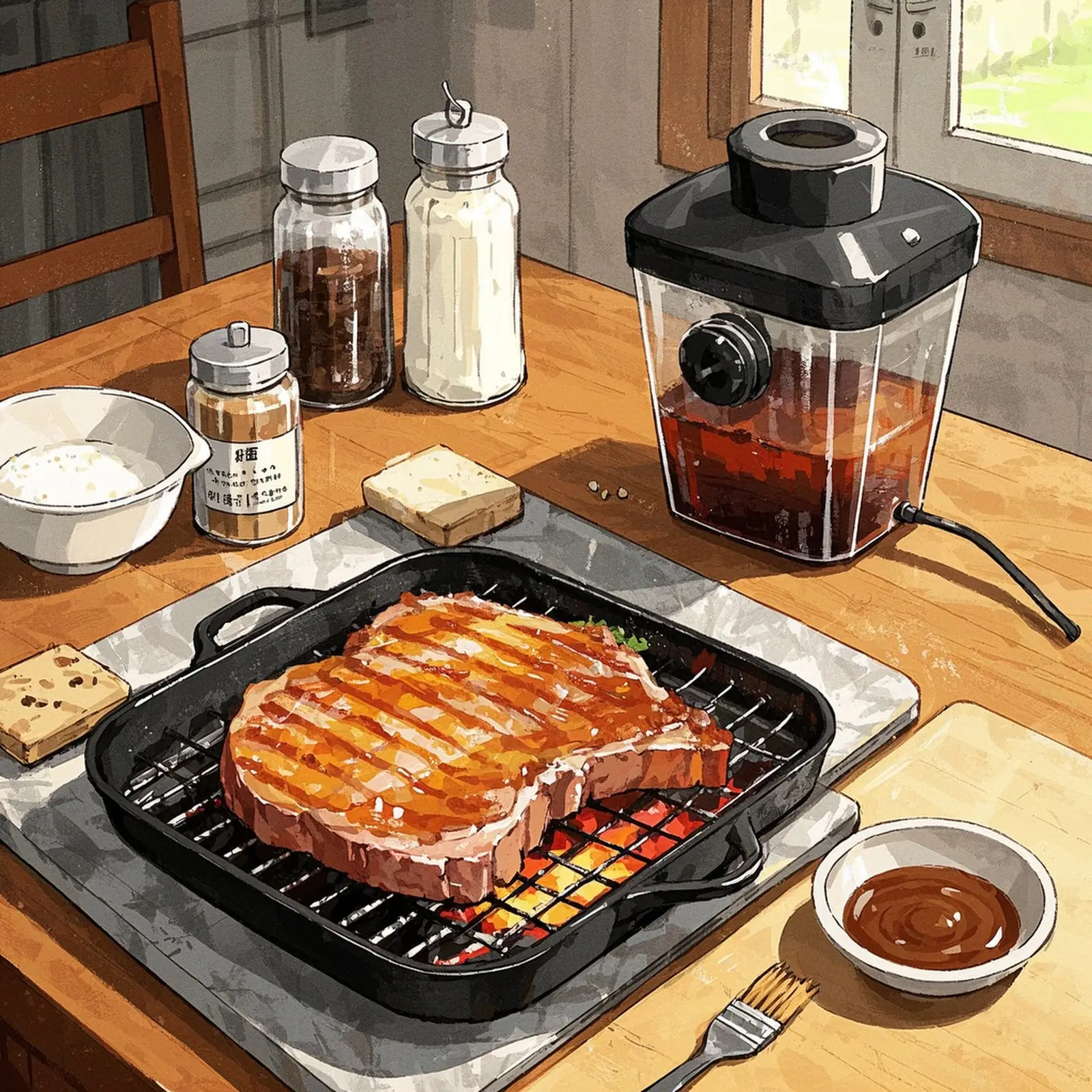 Grilled Pork Chops With Adobo Paste cooking process