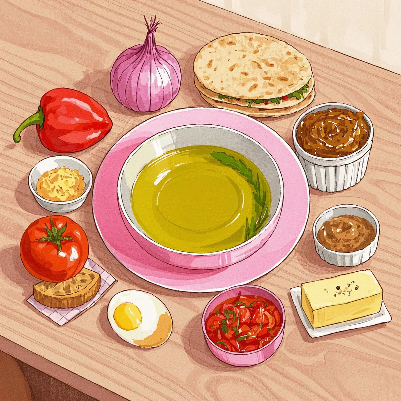 Huevos Rancheros ingredient setup