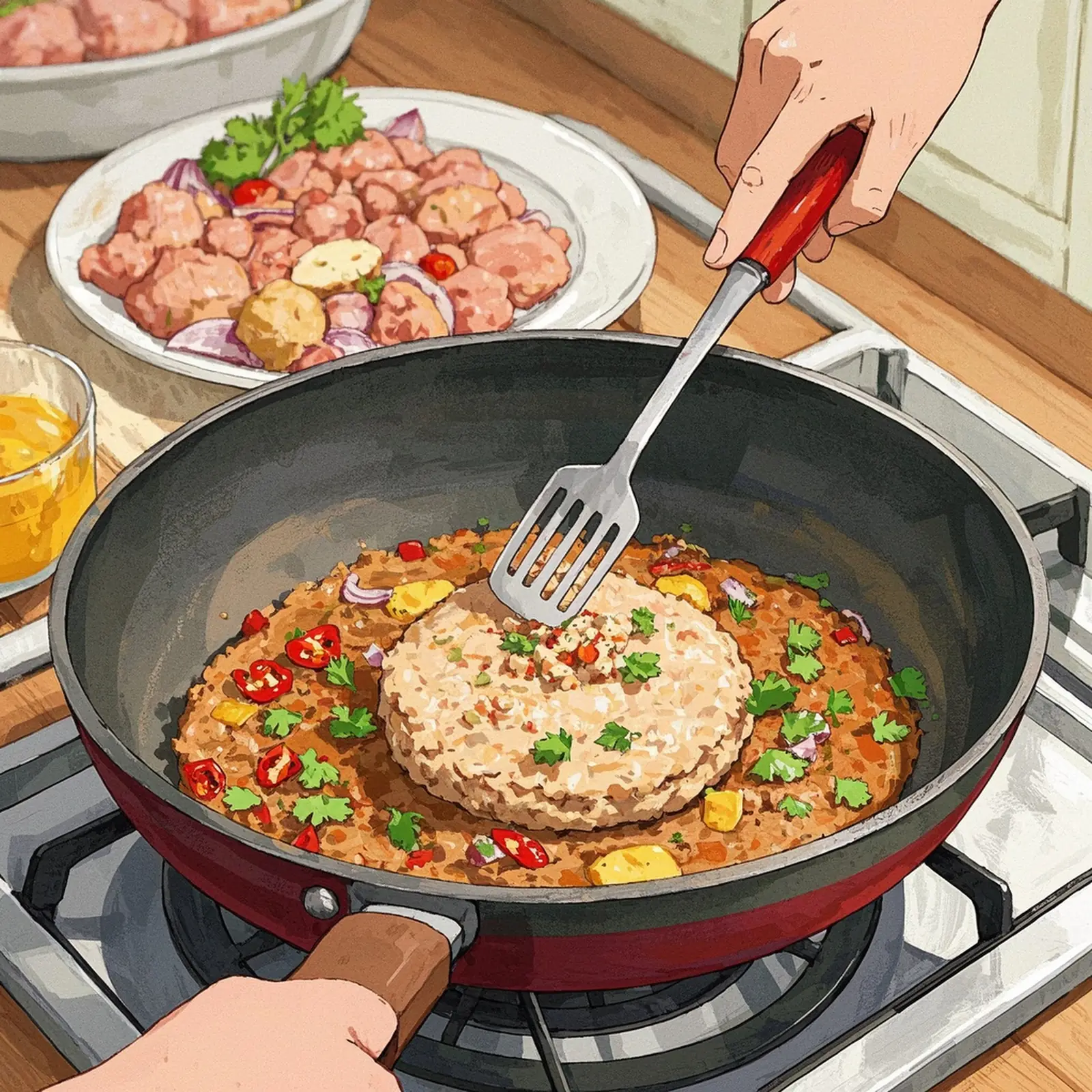 Jalapeno Chicken Burgers cooking process