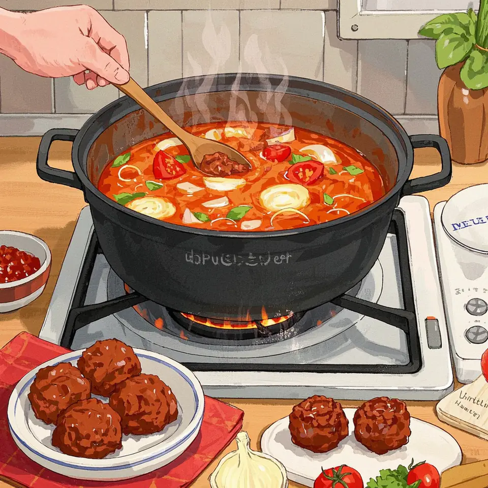 Lasagna Soup cooking process