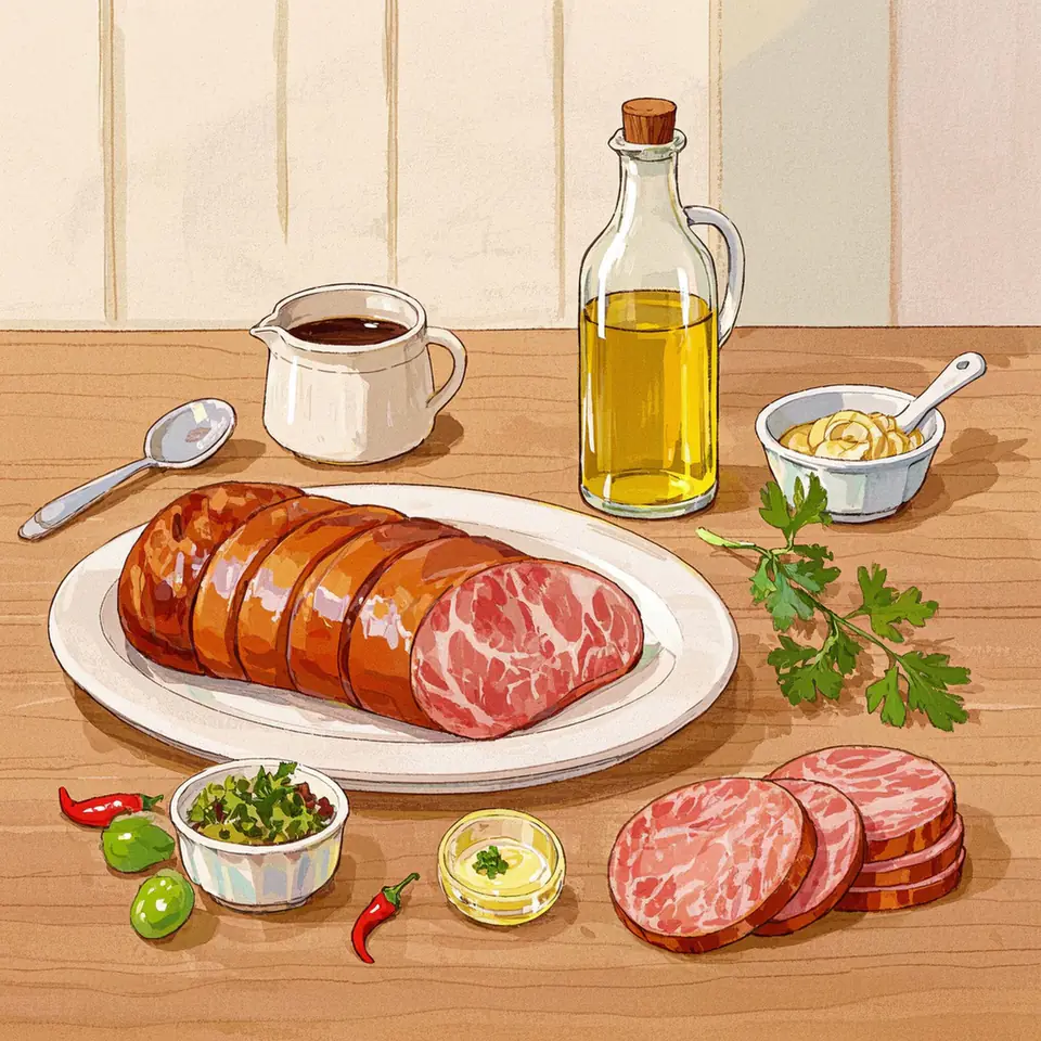 Linguiça Bêbada (Kielbasa Sausage Bites) ingredient setup