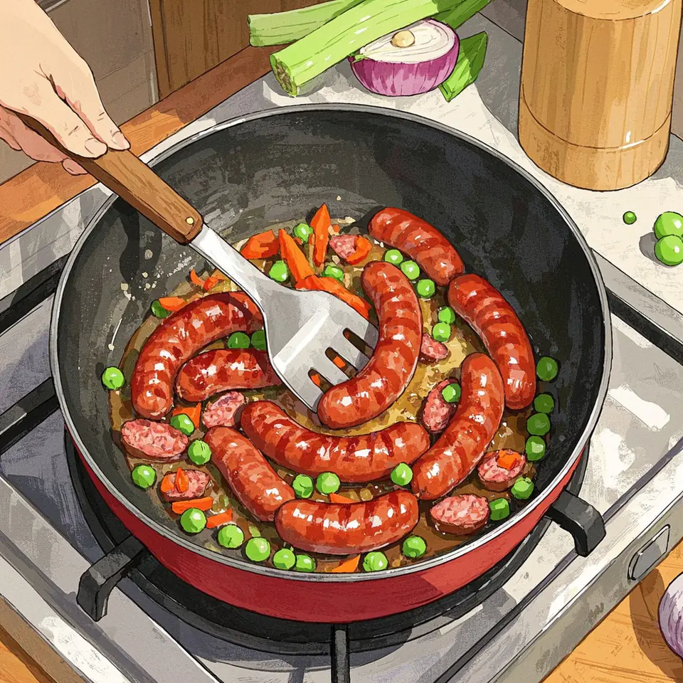 Mini Rounds Cheese Ravioli Soup with Italian Sausage and Baby Arugula cooking process