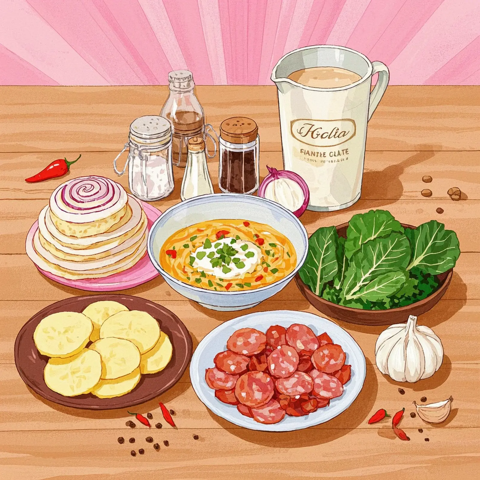 Olive Garden Copycat Zuppa Toscana ingredient setup