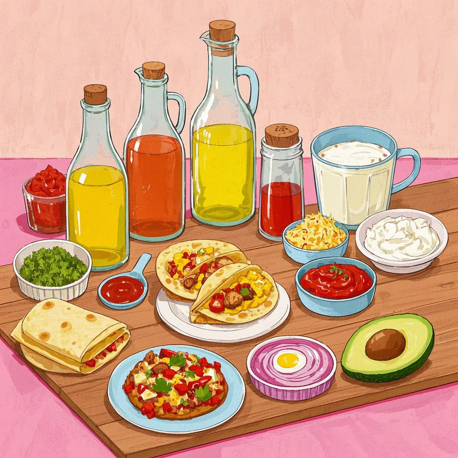 Red Chili Chicken Enchiladas ingredient setup