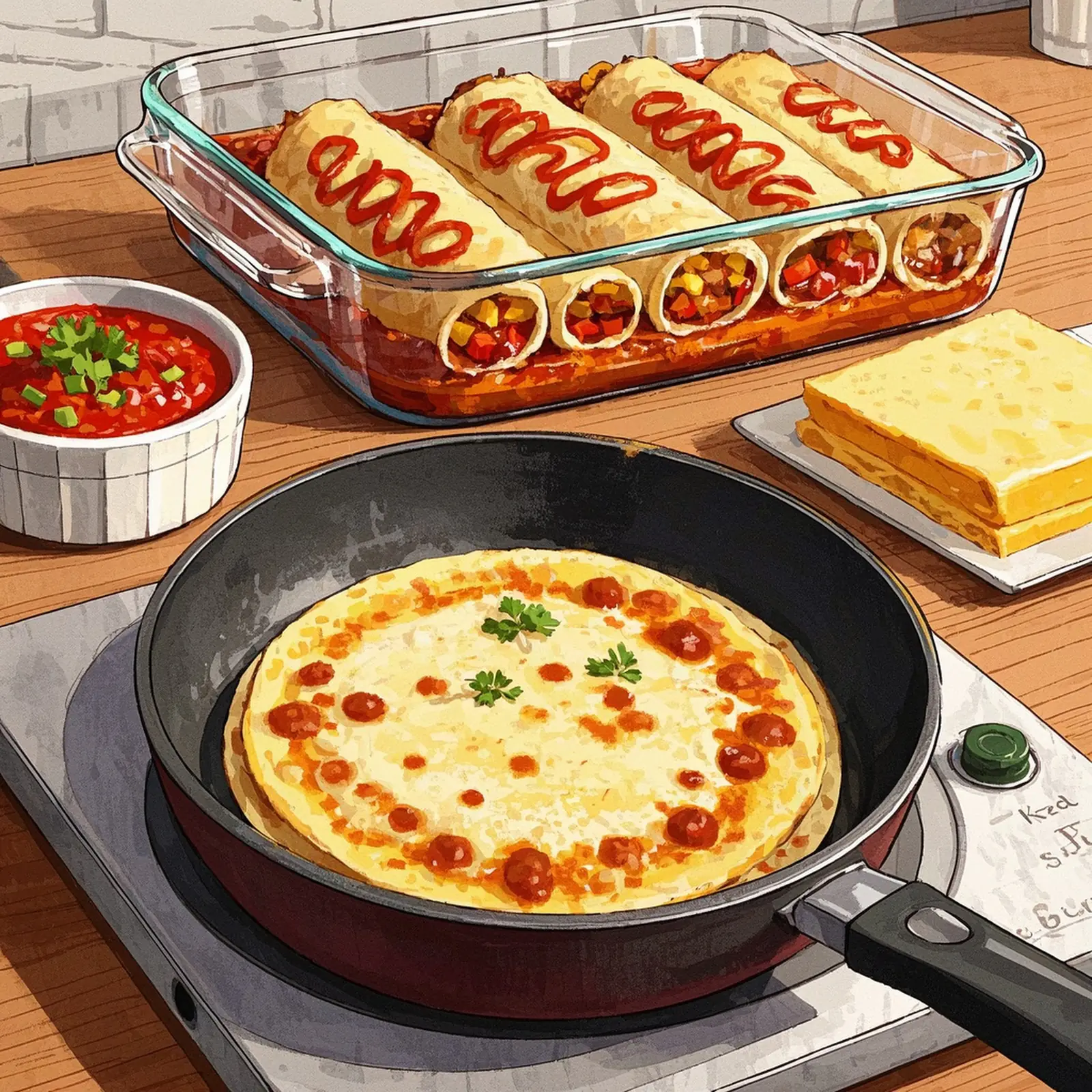 Red Chili Chicken Enchiladas cooking process