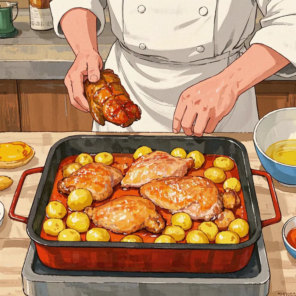 Sheet Pan Chicken and Potatoes with Feta, Lemon and Dill process