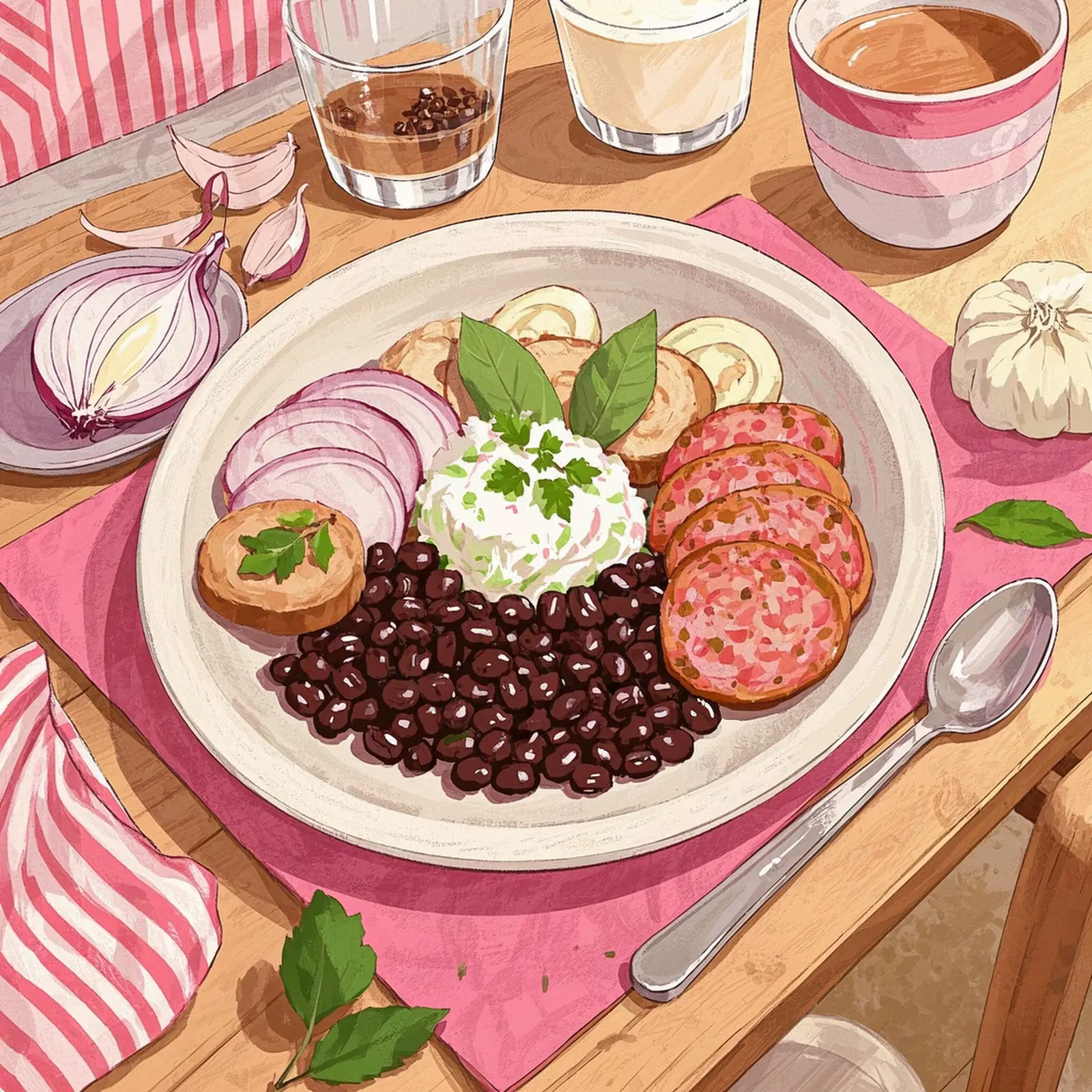 Slow Cooker Black Beans Brazilian Style ingredient setup