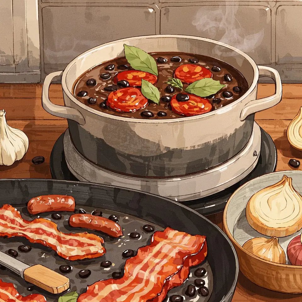 Slow Cooker Black Beans [Brazilian Style] cooking process