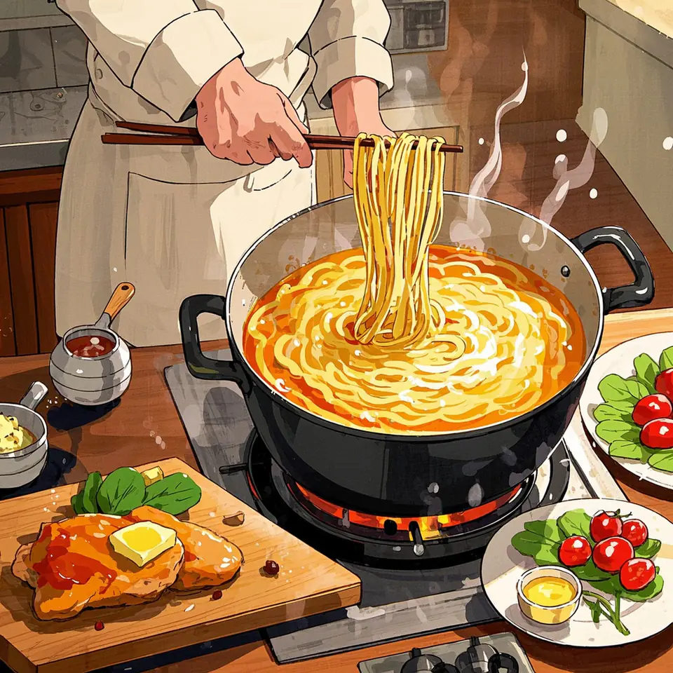 Spicy Tuscan Chicken Pasta cooking process