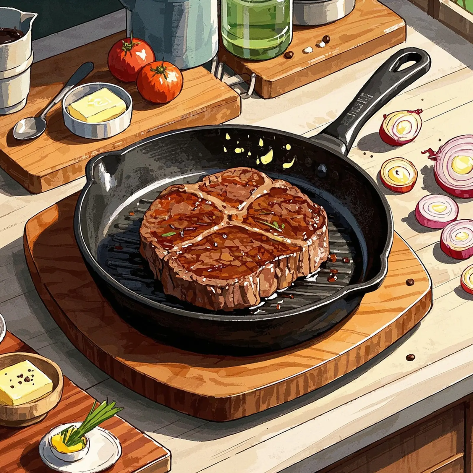 Steak And Onions cooking process