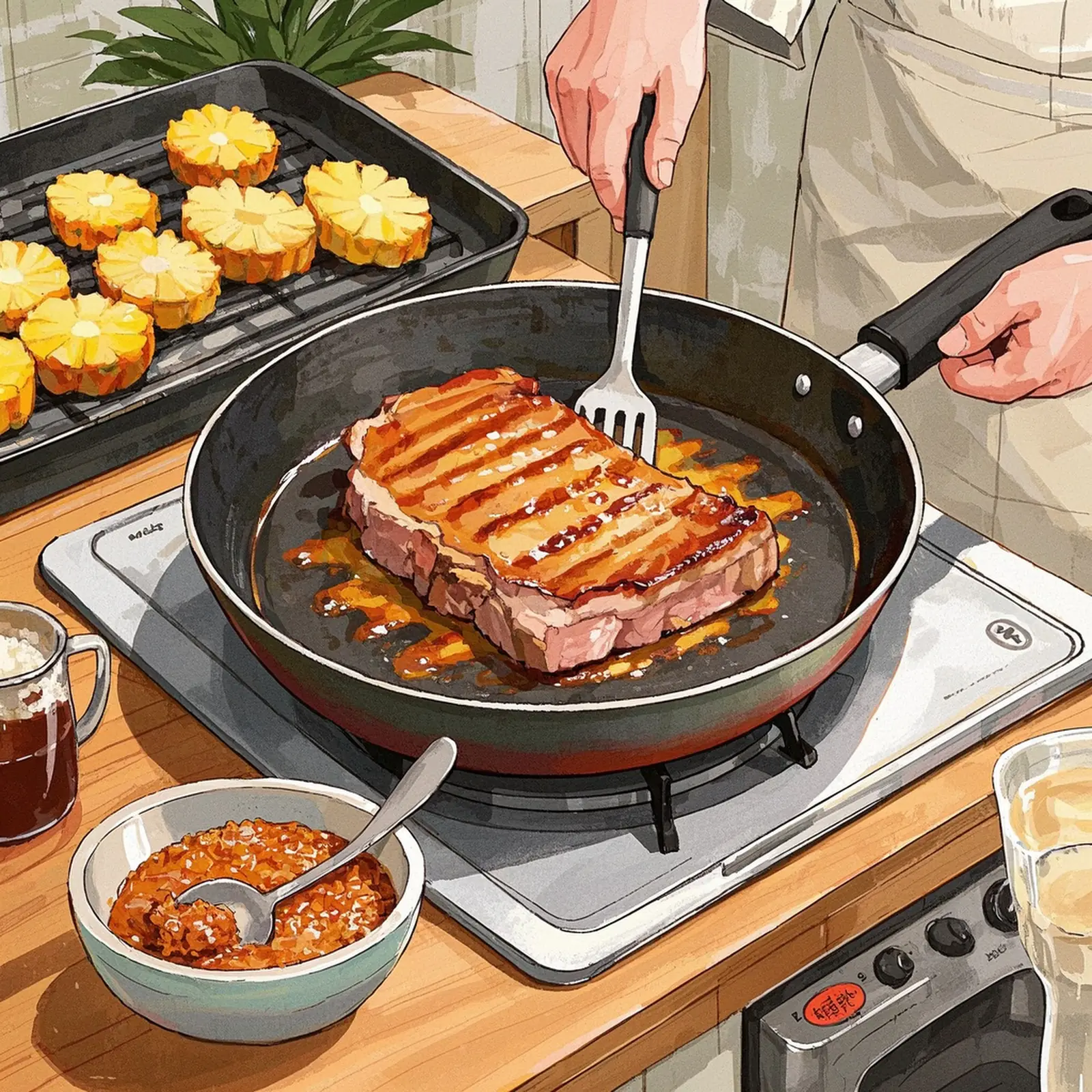 Tacos Al Pastor cooking process