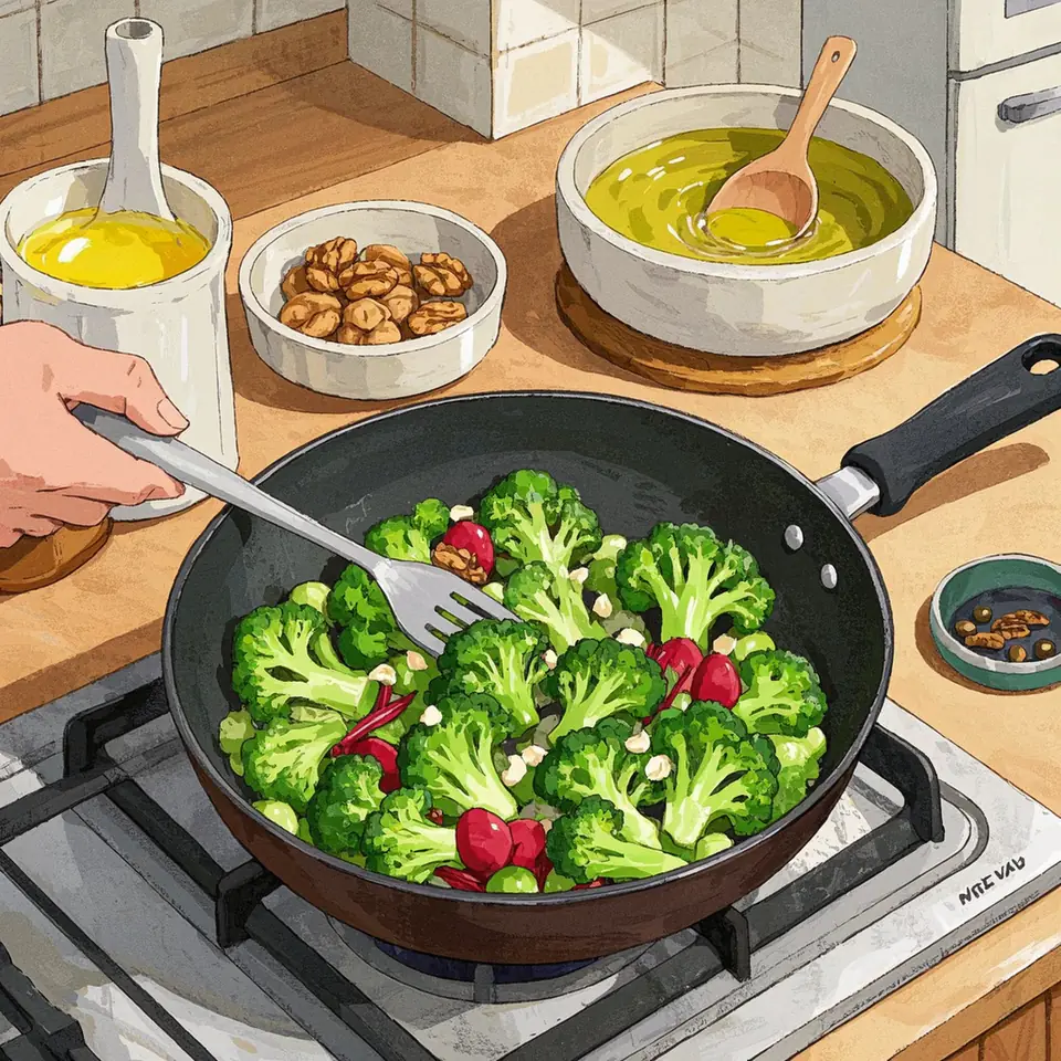 Whole-Wheat Pasta with Toasted Walnuts, Greens, and Ricotta process